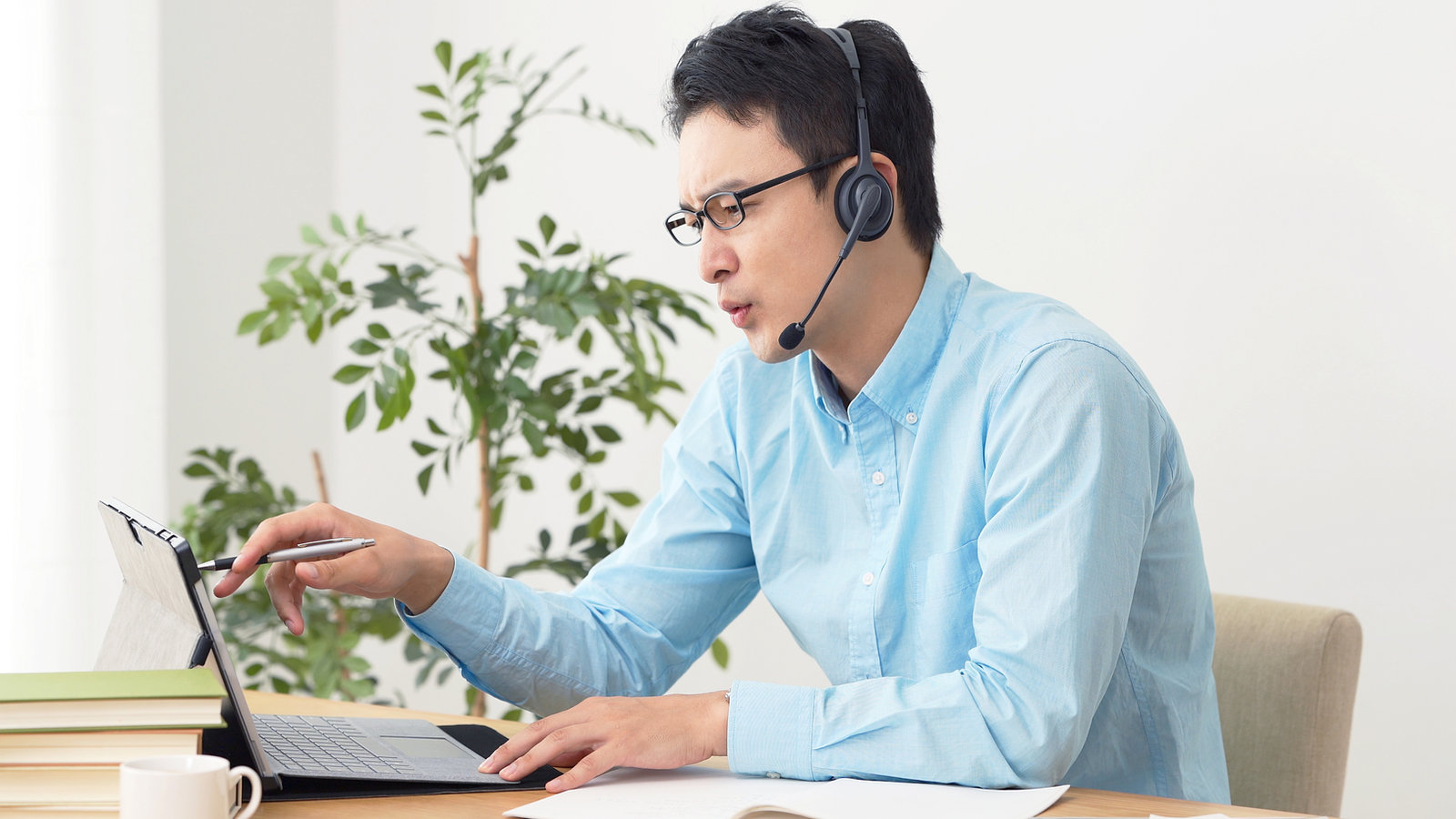 Person wearing headset